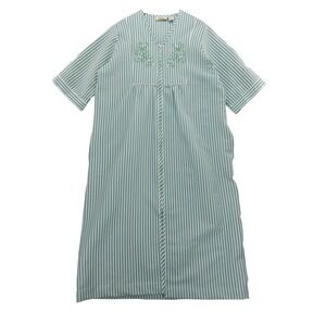 Collections Etc Embroidered Seersucker‎ Zip Front Robe Housecoat MuuMuu Sz L